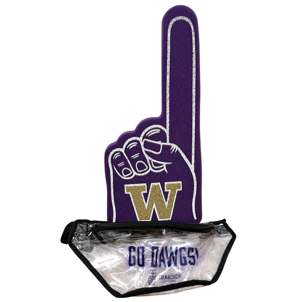 University of Washington Huskies Foam Finger + Stadium Approved Clear Fanny Pack